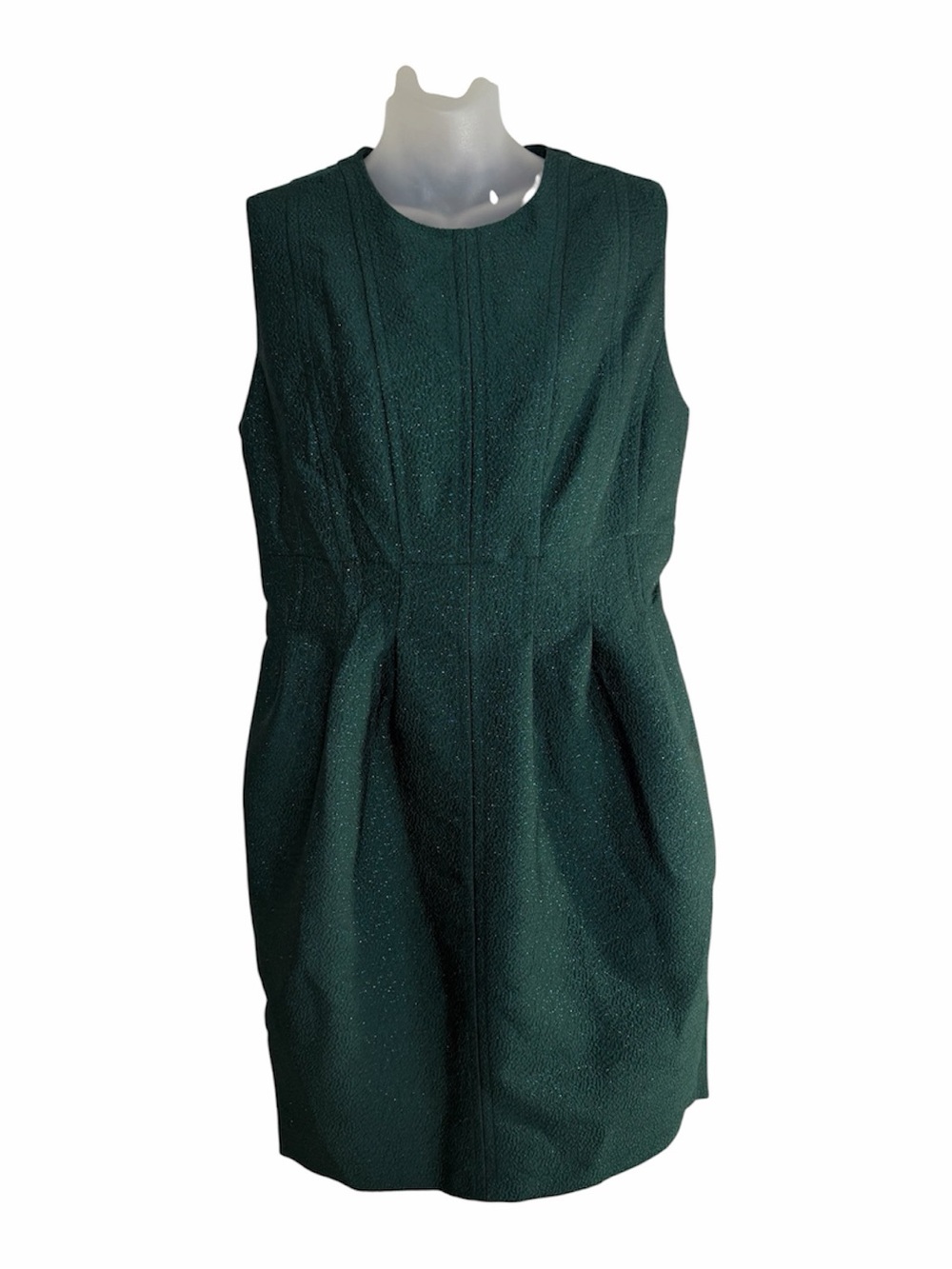 Donna Karan New York Green Metallic Jacquard Fit & Flare Dress 8 NWT MSRP $169
